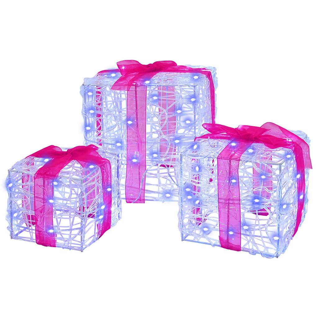 Gaveæske med 60 LED'er 3 stk Blå 20 x 20 x 20 cm Akryl