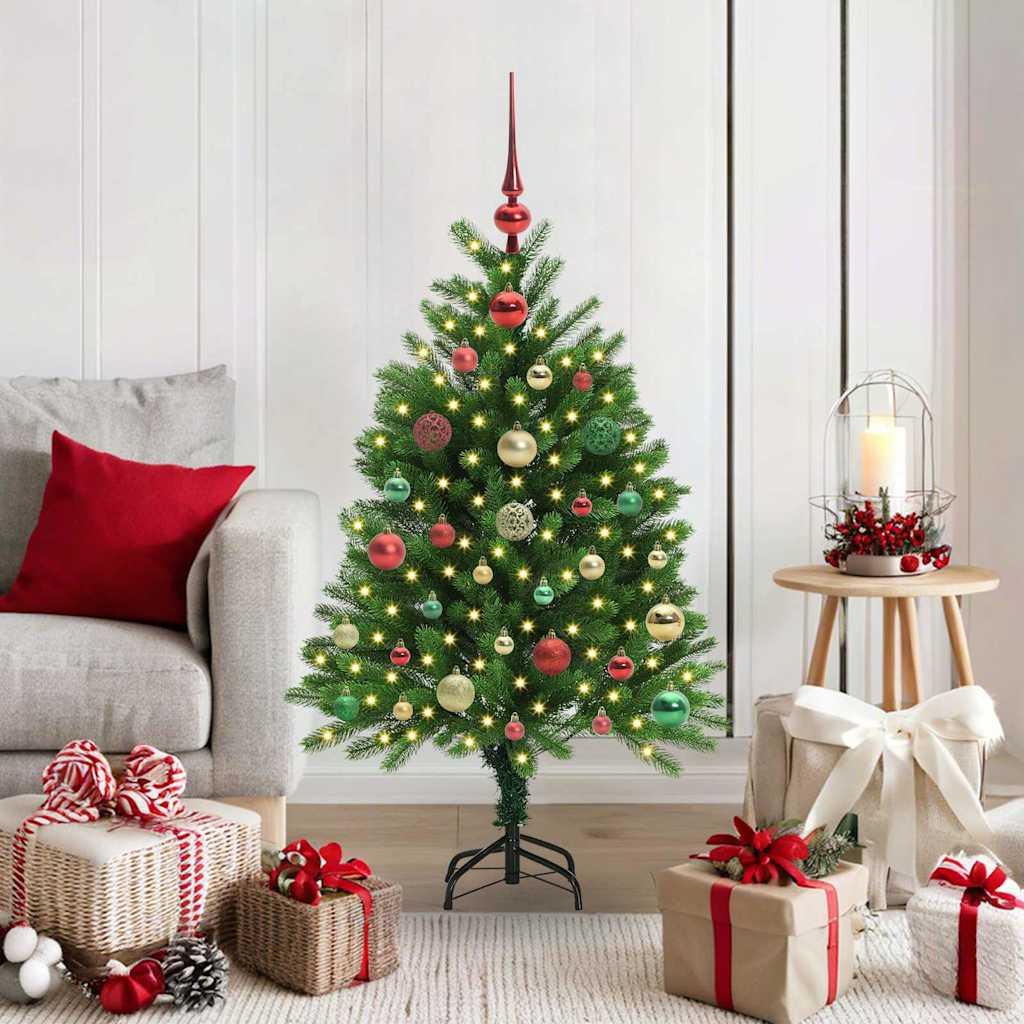 Juletræ med 150 LED - grøn 120 cm PE med stativ