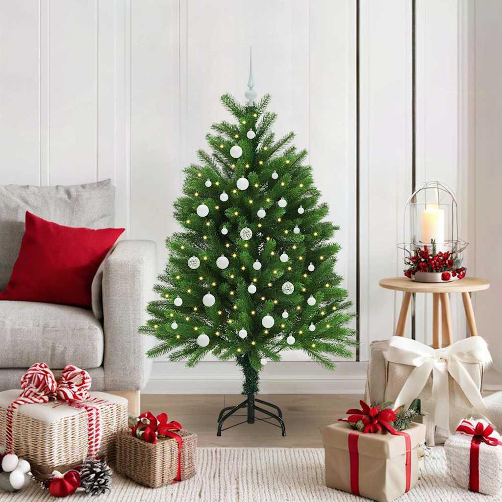 Kunstigt juletræ med 150 LED - grøn, 120 cm, PE med stativ