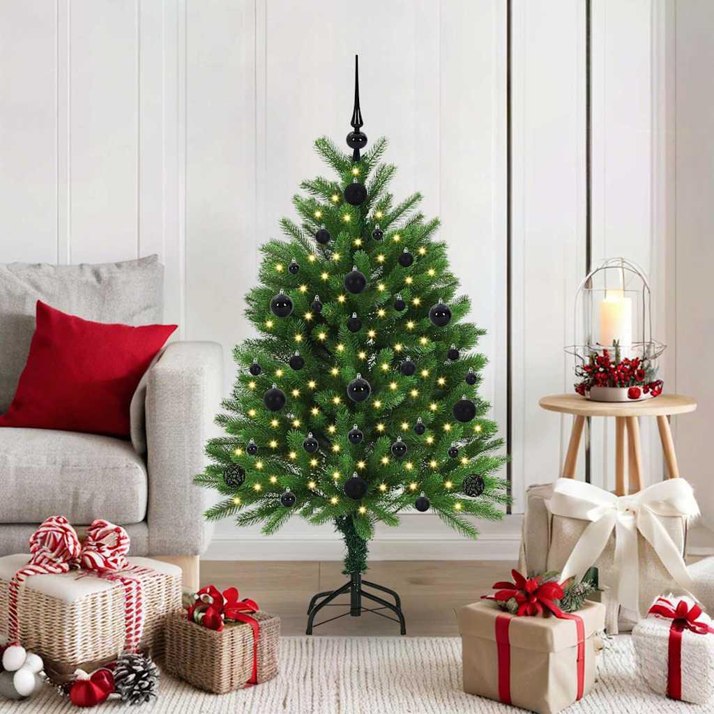 Kunstigt juletræ med 150 LED - grøn 120 cm, PE med stativ