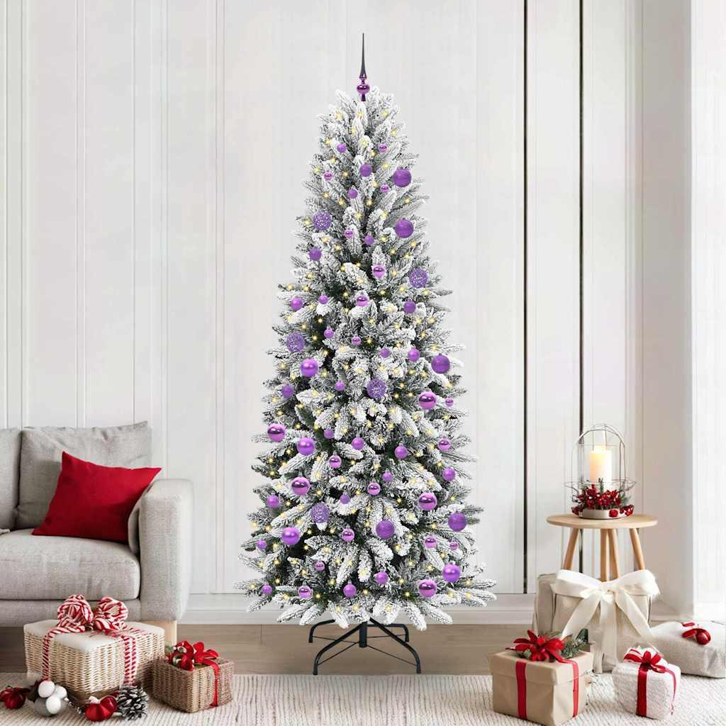 Kunstigt juletræ med 300 LED'er Hvid 78 x 78 x 210 cm