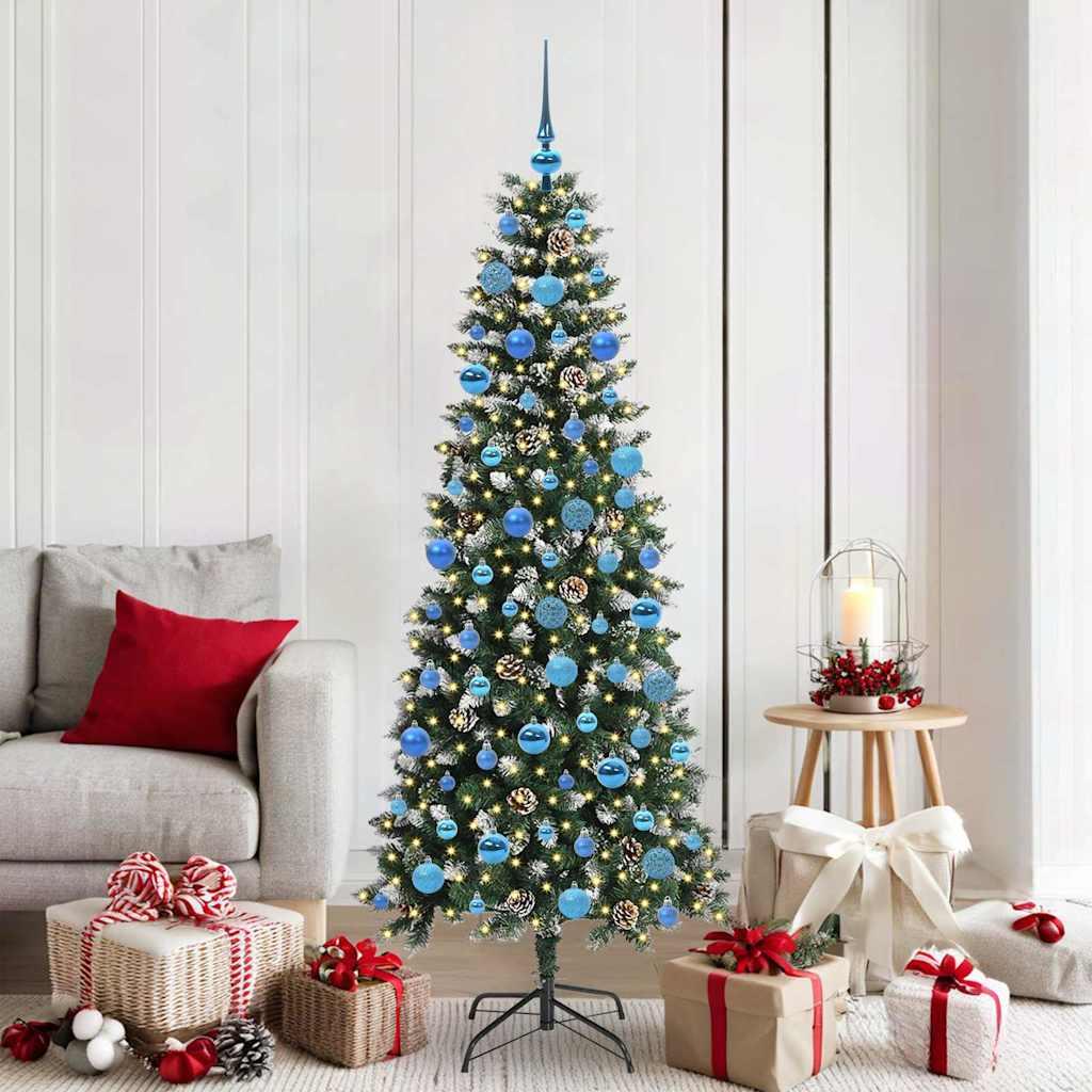 Kunstigt juletræ med lys - grøn 180 cm, PVC/stål, USB