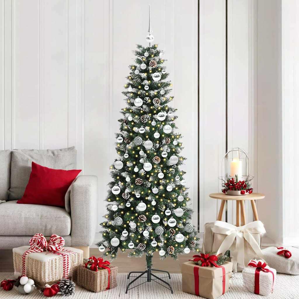 Kunstigt juletræ med lys og stativ - grøn 180 cm (PVC, plastik, stål)