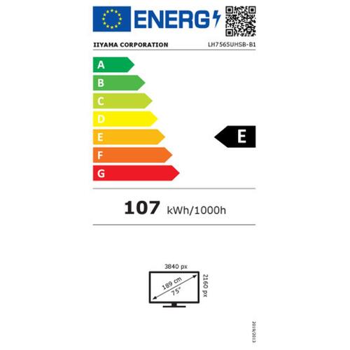 Skærm 75" 4K UHD Iiyama ProLite LH7565UHSB-B1