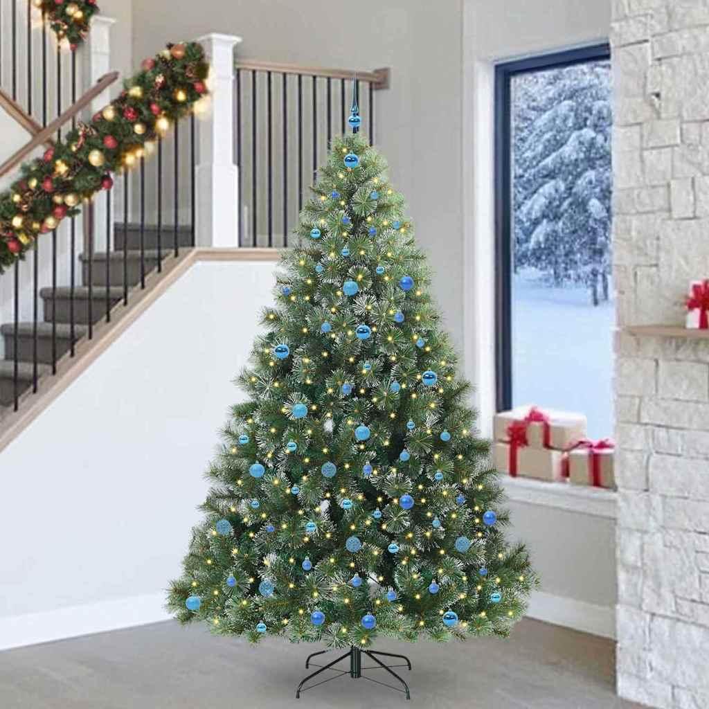 Kunstigt juletræ med 300 LED'er Grøn 240 cm PE og PVC