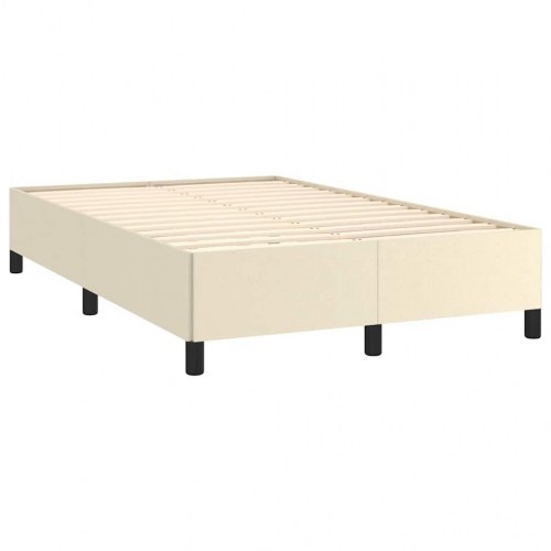 Sengeramme 120x190 cm i kunstlæder - cremefarvet enkeltseng
