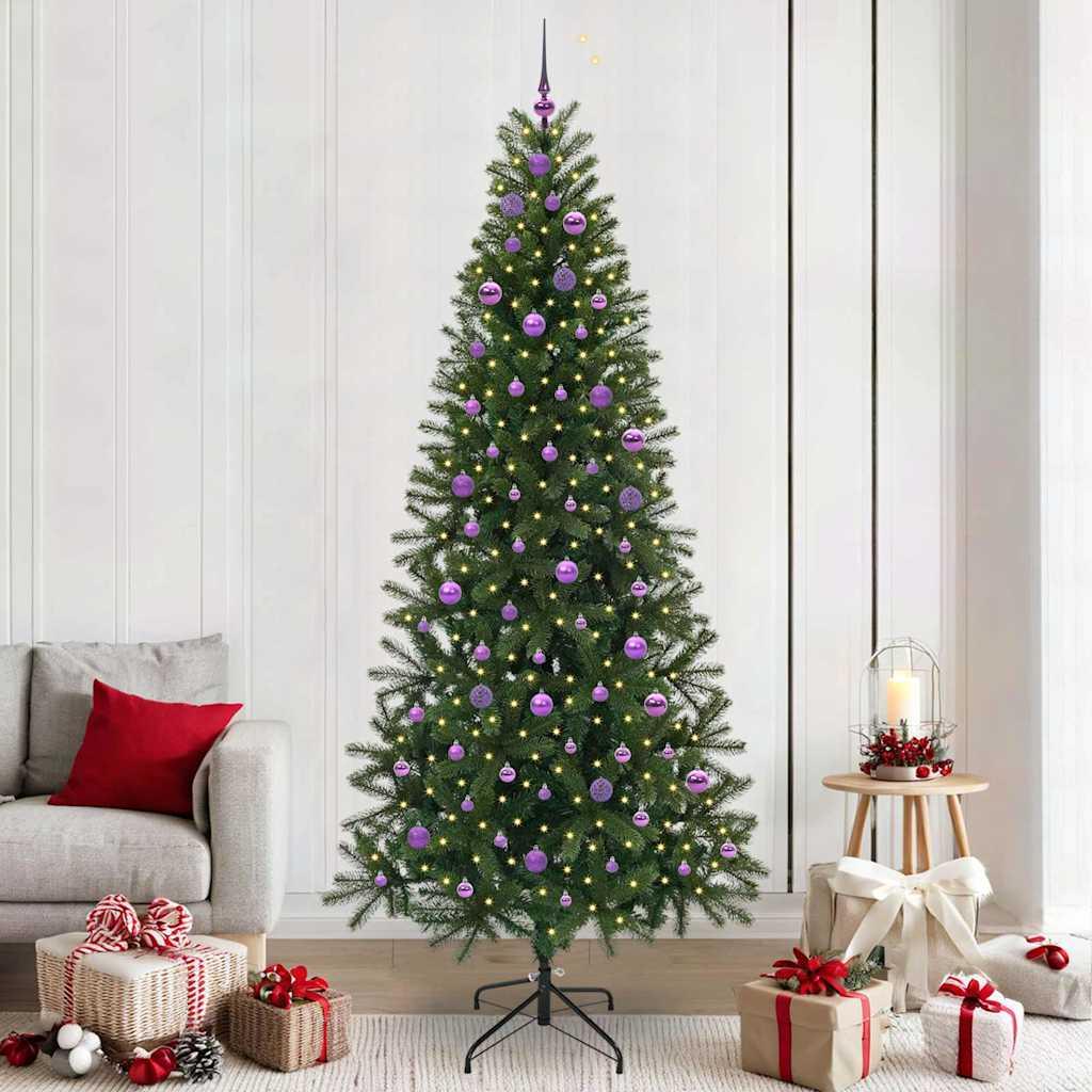 Kunstigt juletræ med 300 LED'er Grøn 240 cm PE og PVC