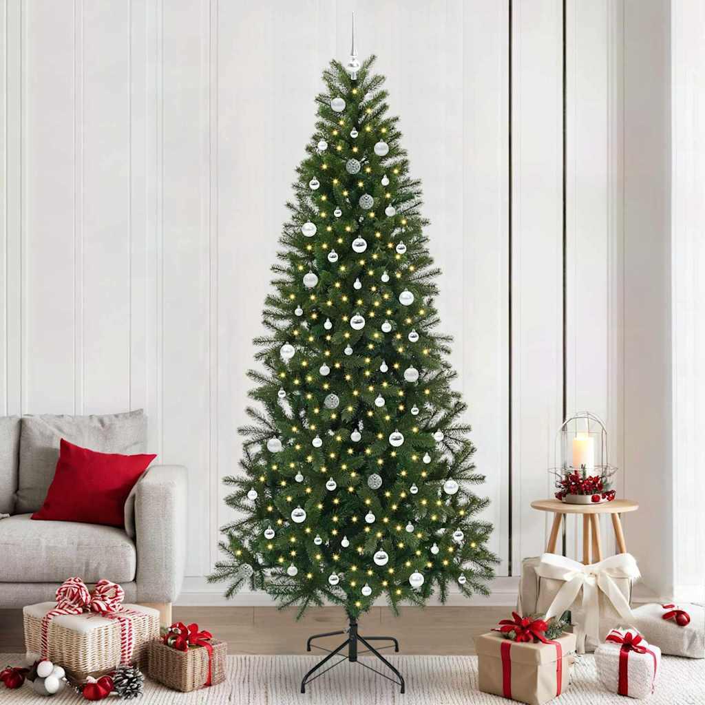 Kunstigt juletræ med 300 LED'er Grøn 240 cm PE og PVC