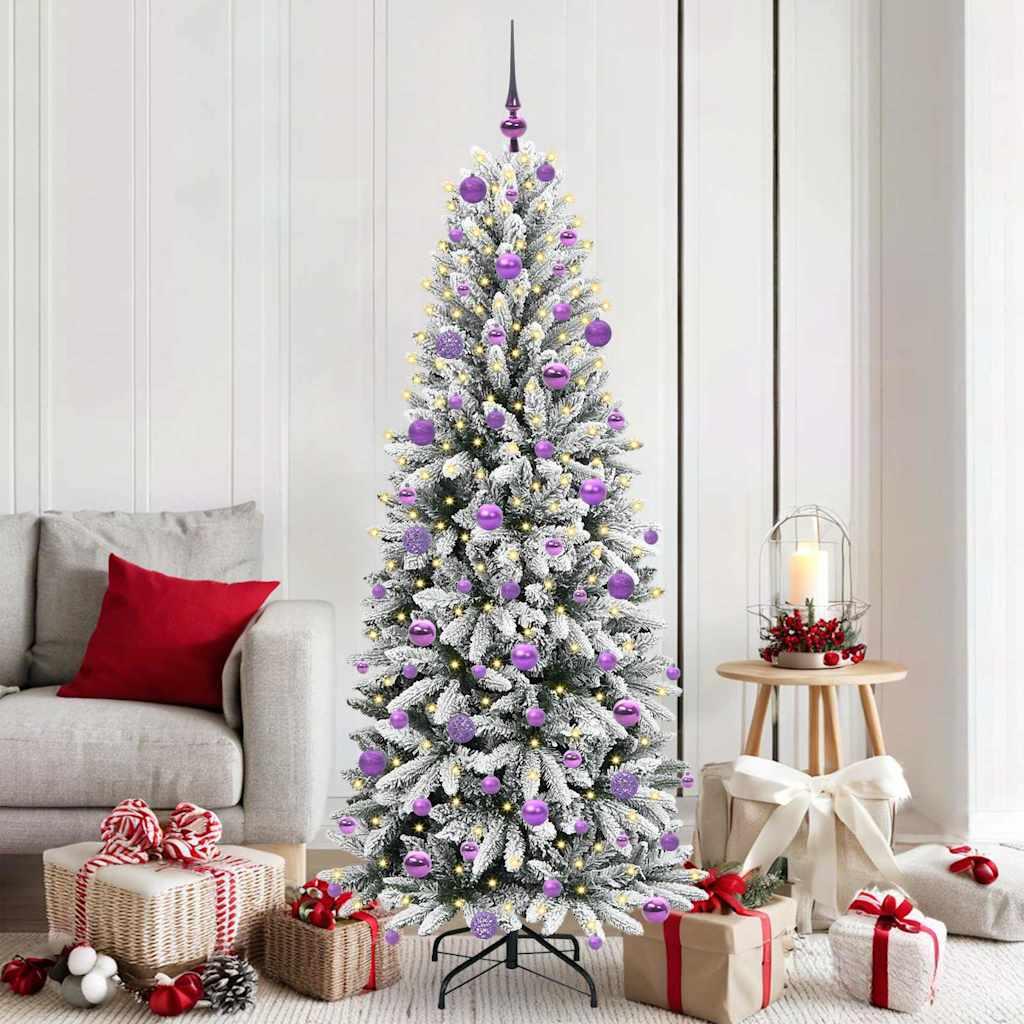 Kunstigt juletræ med 300 LED'er Hvid 73 x 73 x 180 cm