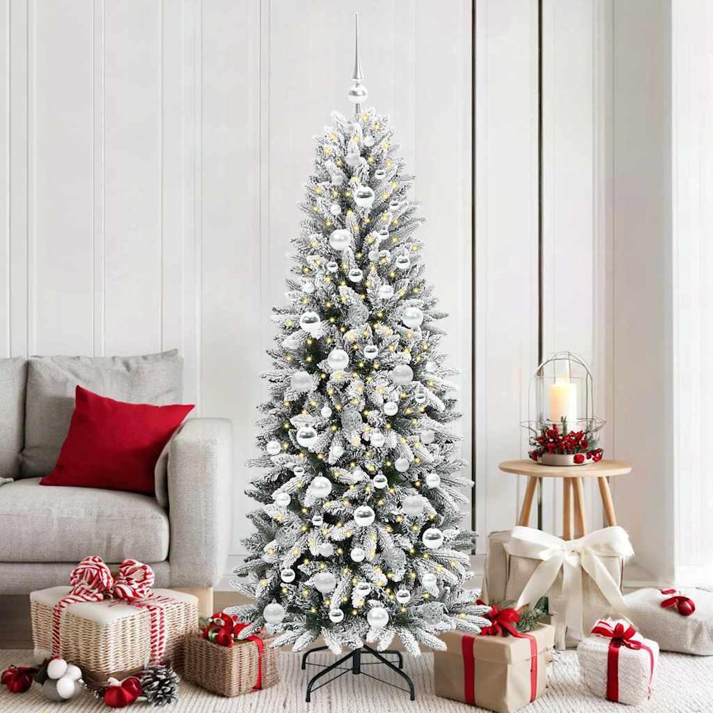 Kunstigt juletræ med 300 LED'er Hvid 73 x 73 x 180 cm