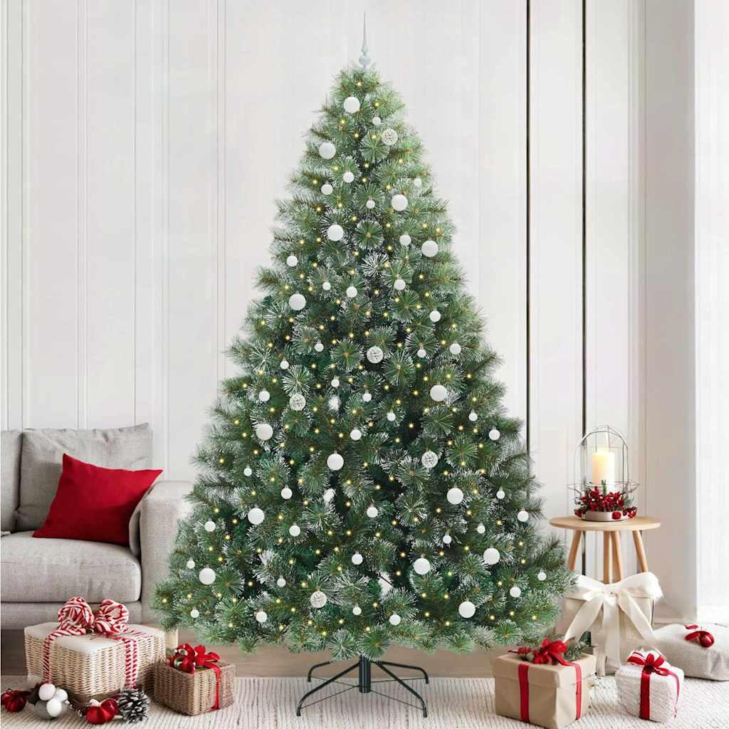 Kunstigt juletræ med 300 LED'er Grøn 240 cm PE og PVC