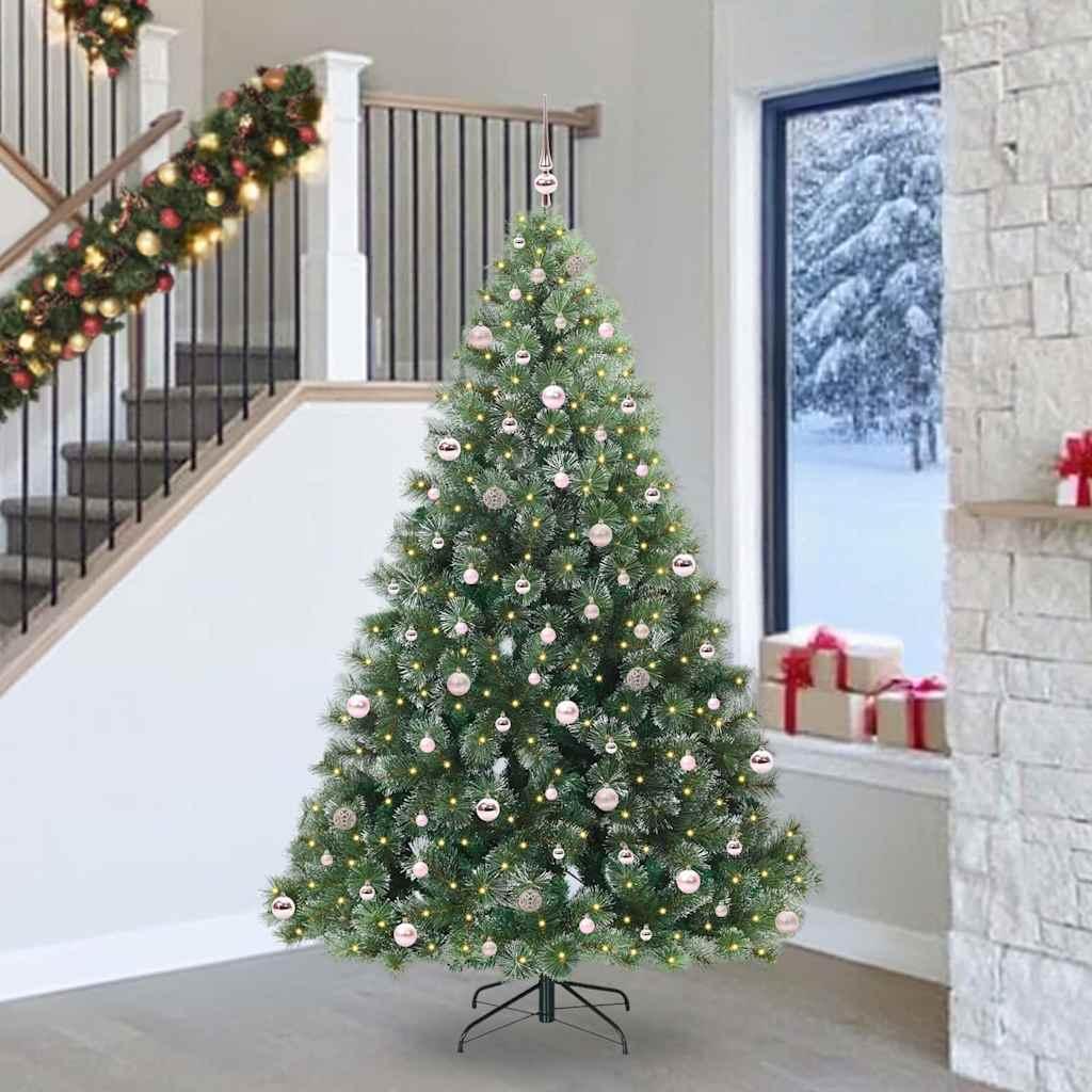 Kunstigt juletræ med 300 LED'er Grøn 240 cm PE og PVC