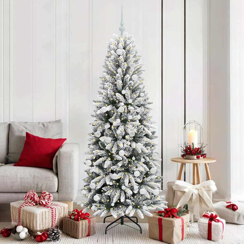 Kunstigt juletræ med 300 LED'er Hvid 73 x 73 x 180 cm