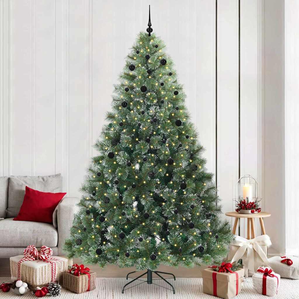 Kunstigt juletræ med 300 LED'er Grøn 240 cm PE og PVC