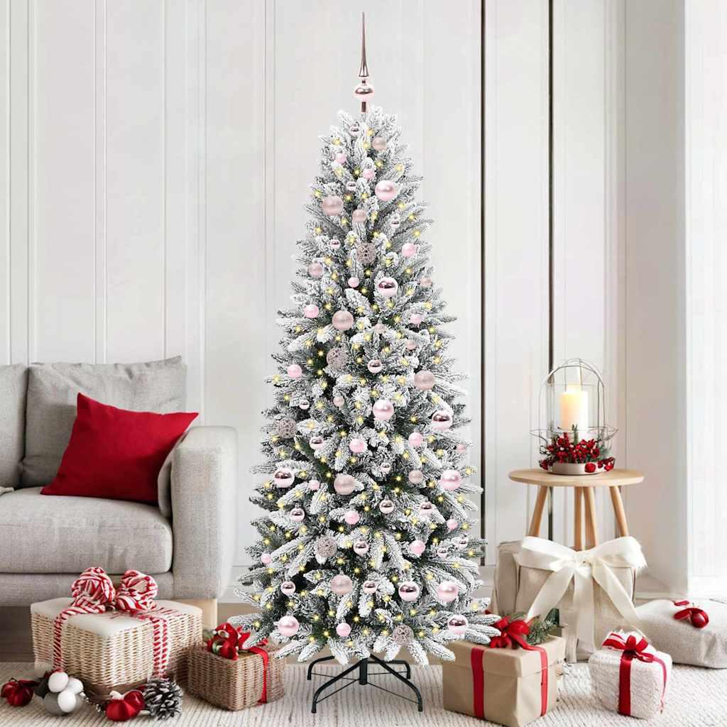 Kunstigt juletræ med 300 LED'er Hvid 73 x 73 x 180 cm