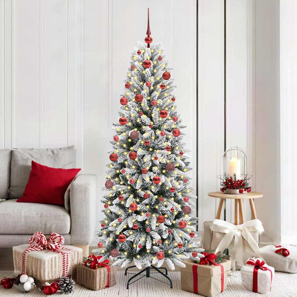 Kunstigt juletræ med 300 LED'er Hvid 73 x 73 x 180 cm
