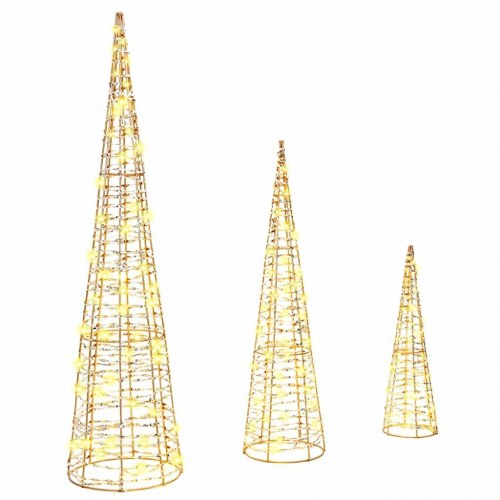 Juletræ med 90 LED'er 3 stk Varm hvid 20 x 20 x 80 cm PET