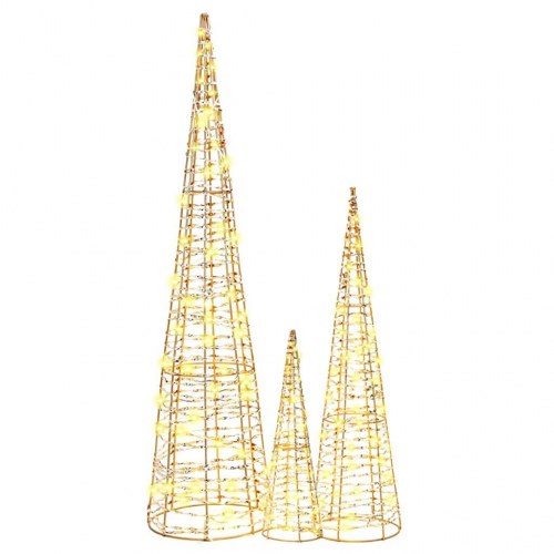 Juletræ med 90 LED'er 3 stk Varm hvid 20 x 20 x 80 cm PET