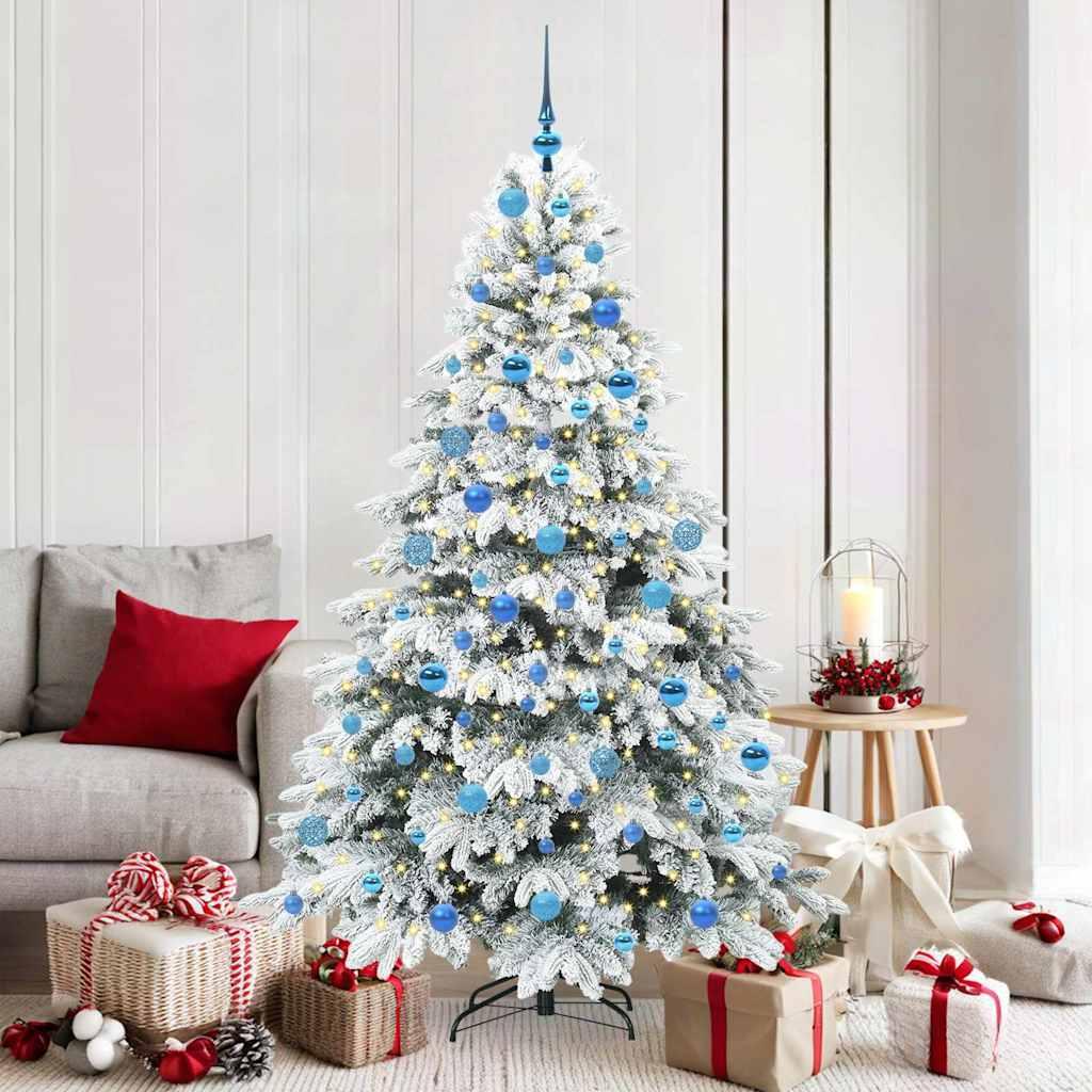 Kunstigt juletræ 180 cm i hvid med 300 LED-lys - PE/PVC