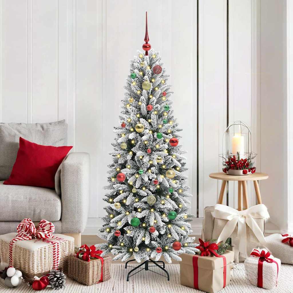 Kunstigt juletræ - hvid 150 cm med varm-hvide LED-lys