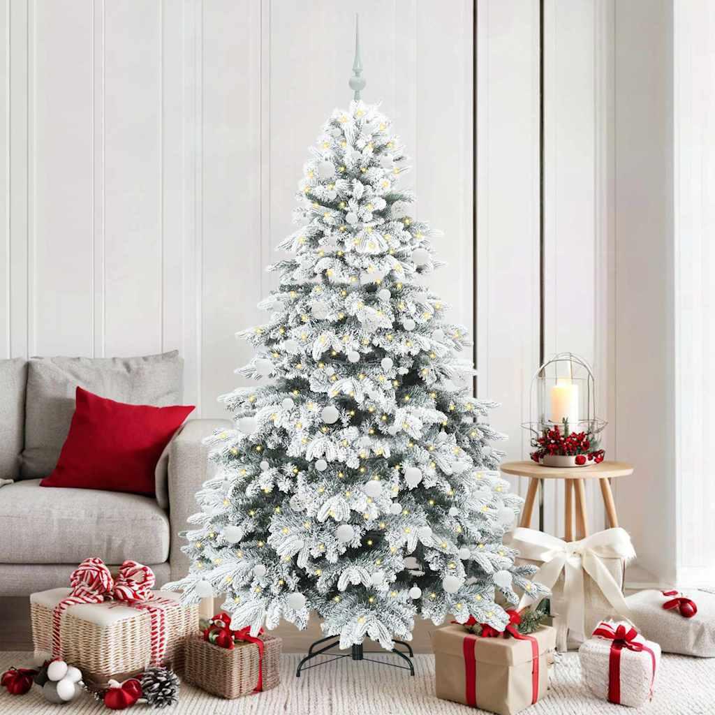 Kunstigt juletræ med 300 LED - hvid, 180 cm (PE/PVC)