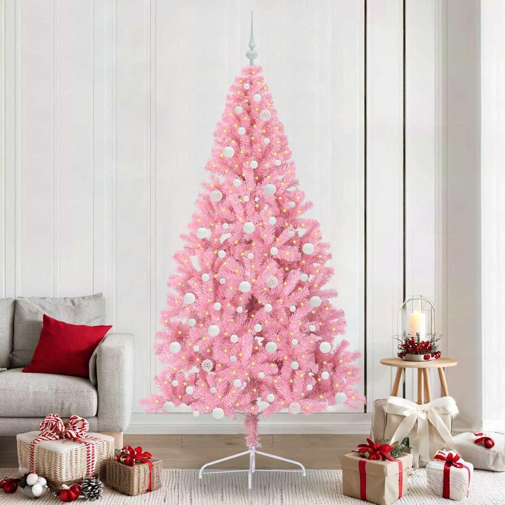 Kunstig Forbelyst JuletrÃ¦ med 300 LED'er LyserÃ¸d 240 cm PVC