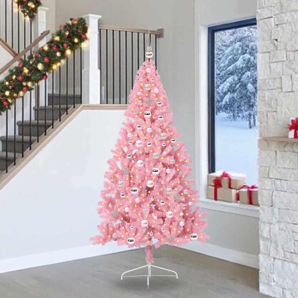 Kunstig Forbelyst JuletrÃ¦ med 300 LED'er LyserÃ¸d 240 cm PVC
