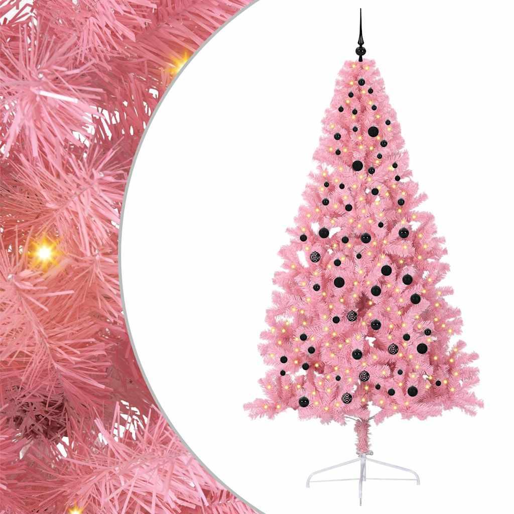Kunstig Forbelyst JuletrÃ¦ med 300 LED'er LyserÃ¸d 240 cm PVC