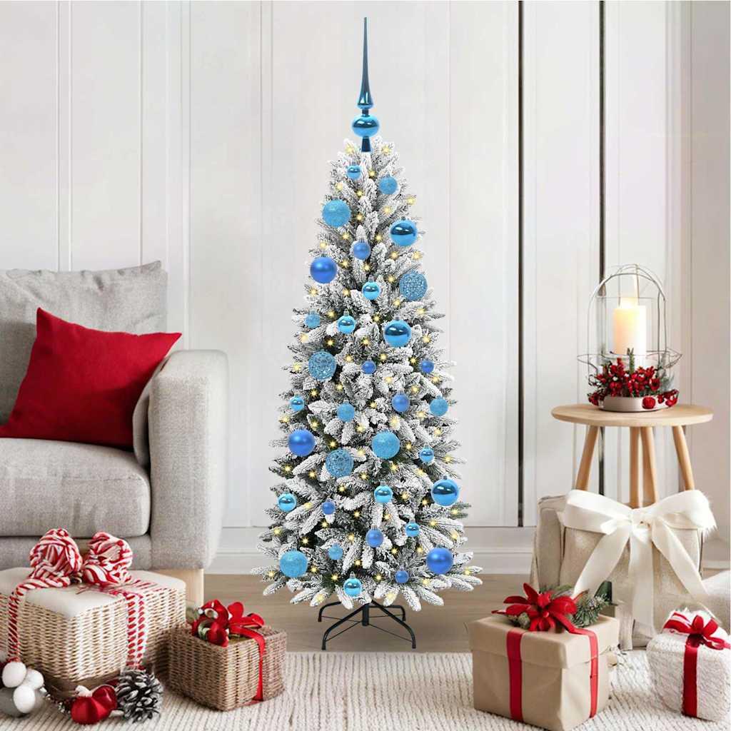 Kunstigt juletræ - hvid 120 cm med LED-lys og pynt