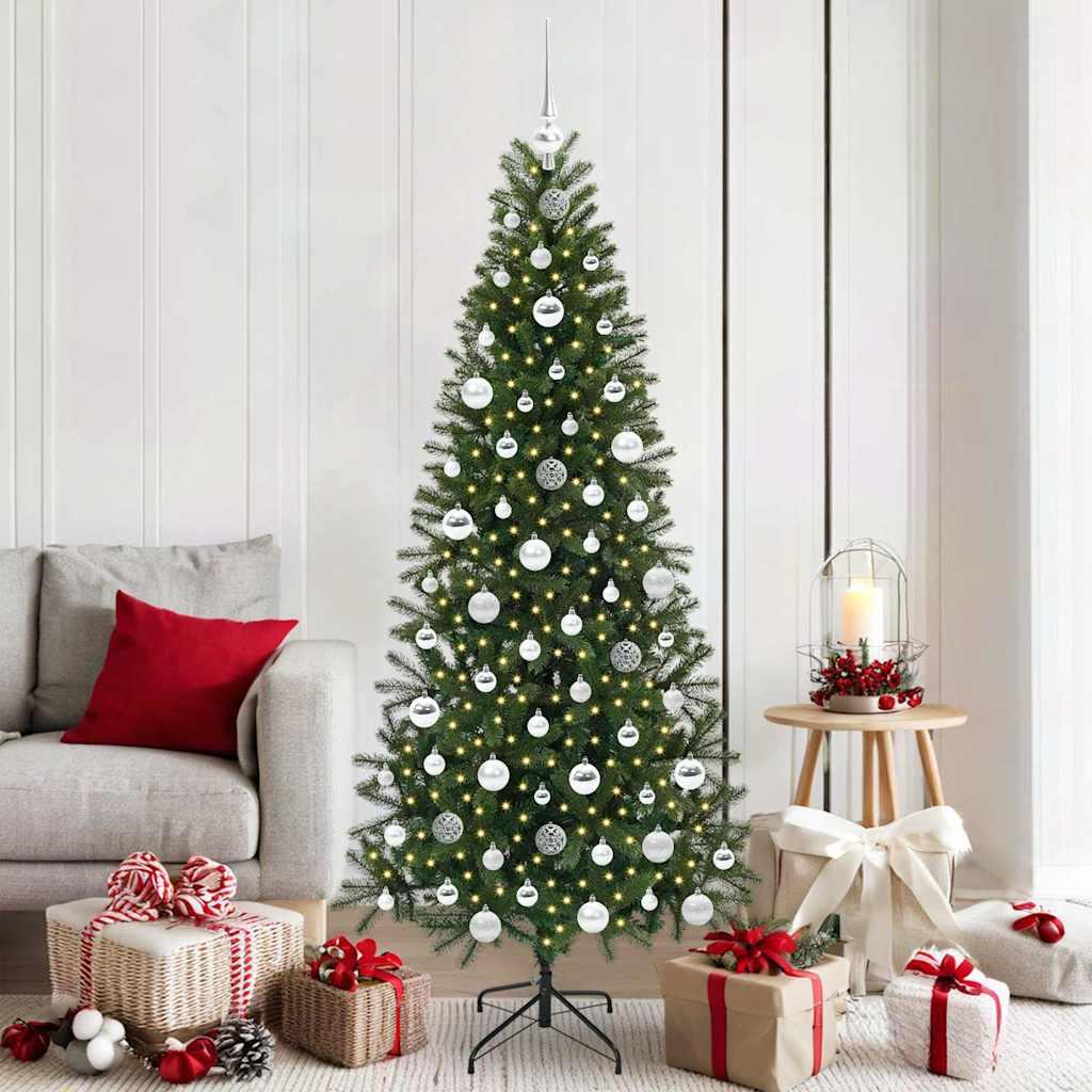 Kunstigt juletræ med 300 LED'er Grøn 180 cm PE og PVC