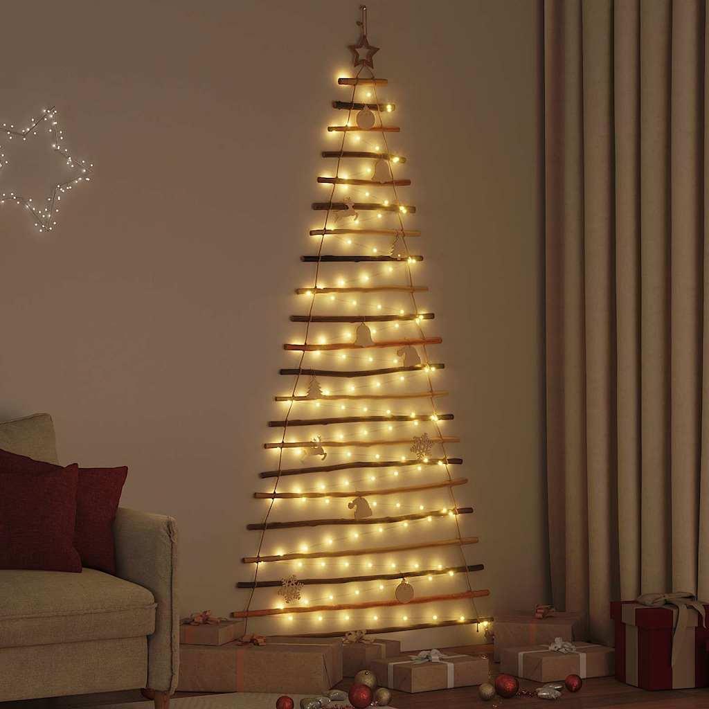 Hængende juletræ i massivt asketræ - natur, 210 cm, 130 LED