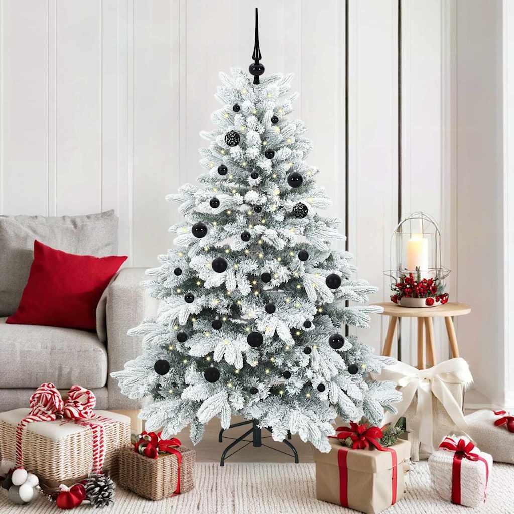 Kunstigt juletræ 150 cm - hvid med 150 LED-lys, PE og PVC