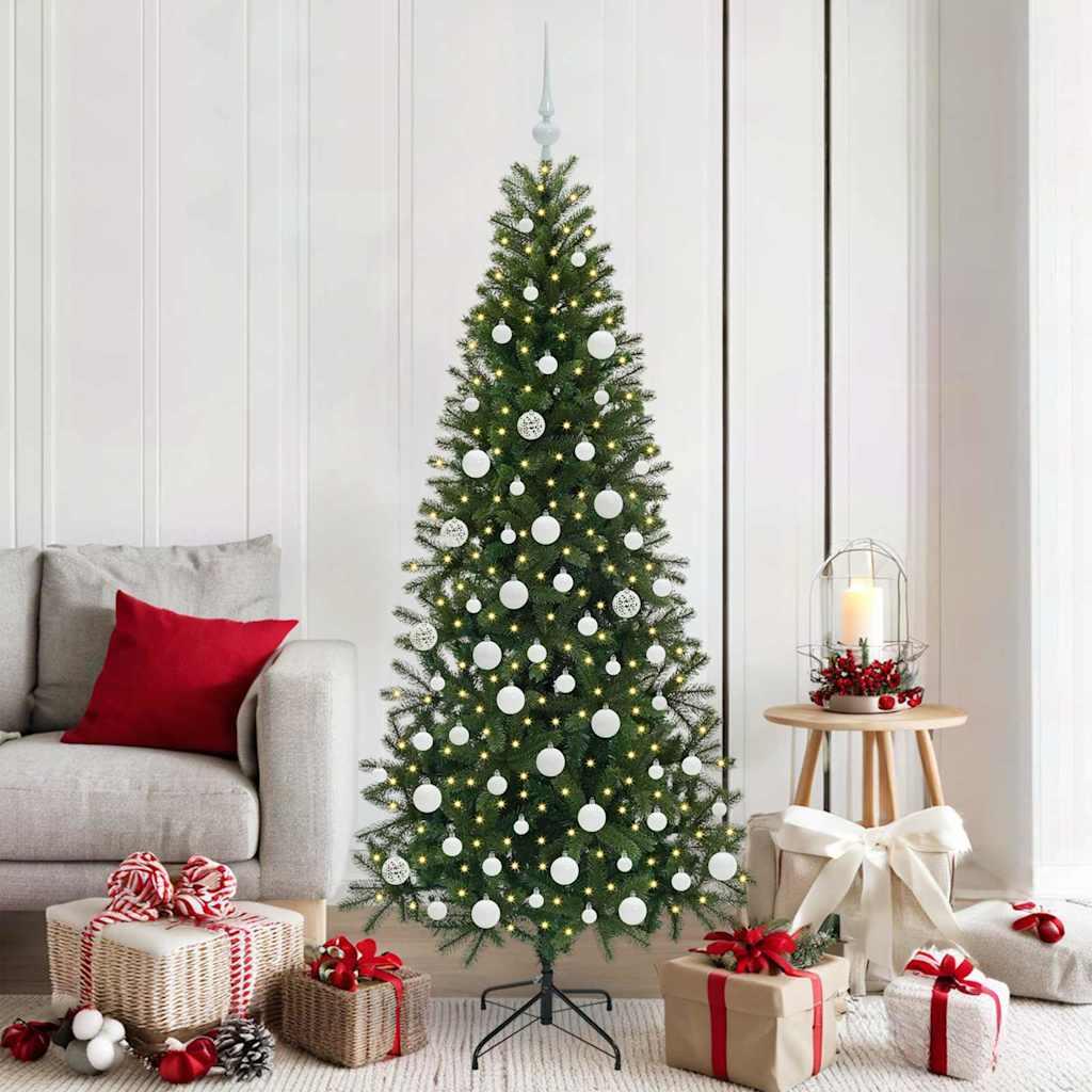 Kunstigt juletræ med 300 LED'er Grøn 180 cm PE og PVC