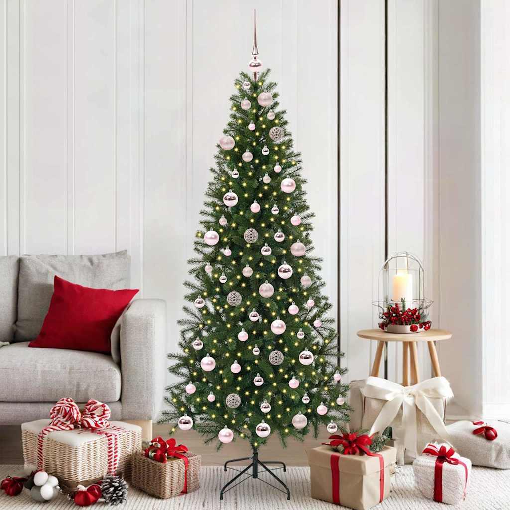 Kunstigt juletræ med 300 LED'er Grøn 180 cm PE og PVC