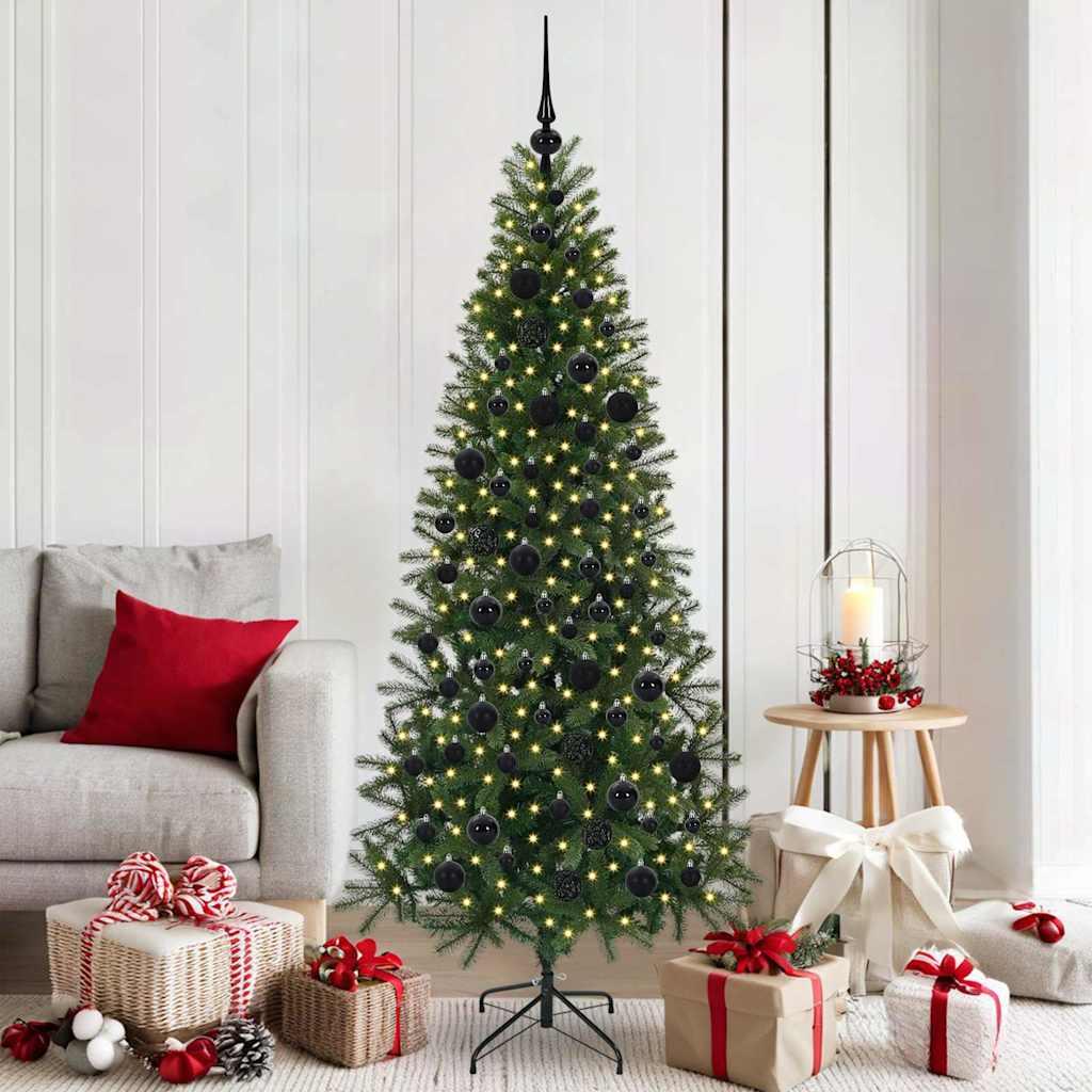 Kunstigt juletræ med 300 LED'er Grøn 180 cm PE og PVC