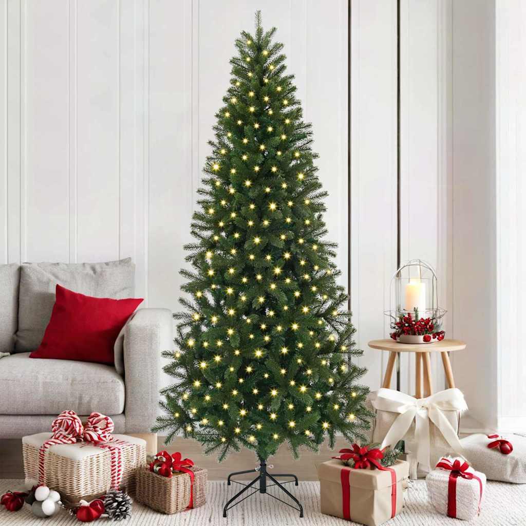 Kunstigt juletræ med 300 LED'er Grøn 180 cm PE og PVC