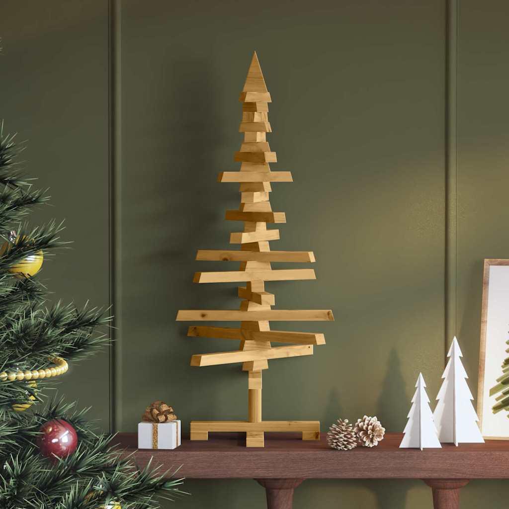 Træ juletræ med stativ Brun 90 cm Massivt fyrretræ