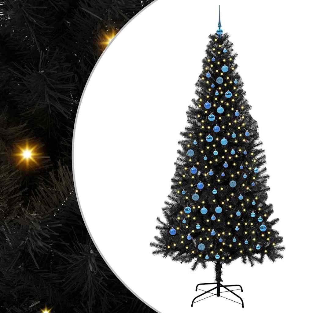JuletrÃ¦ med 300 LED'er med stativ Sort 240 cm PVC