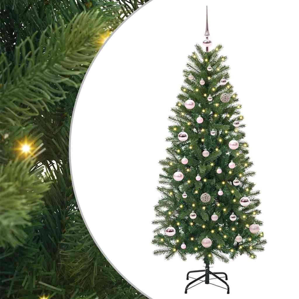 Kunstigt juletræ med 150 LED'er Grøn 150 cm PE og PVC