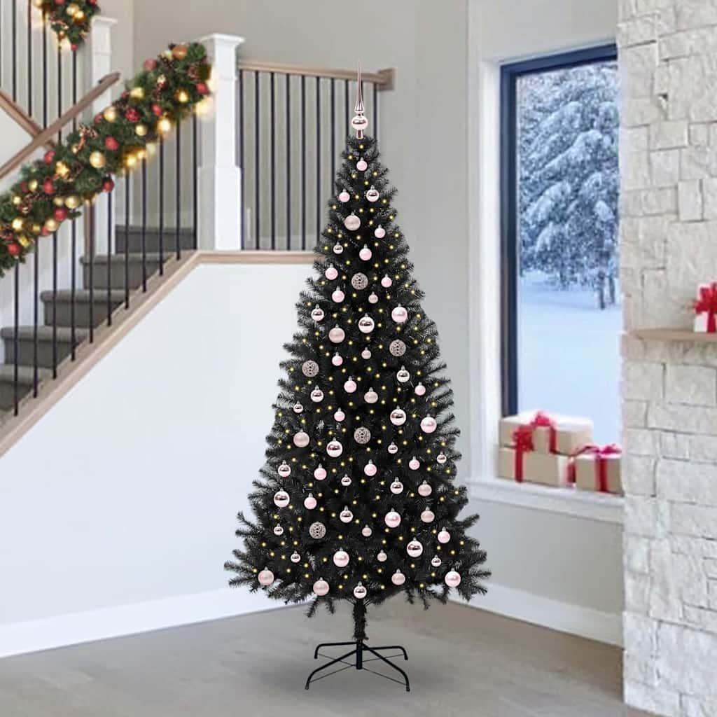 JuletrÃ¦ med 300 LED'er med stativ Sort 240 cm PVC