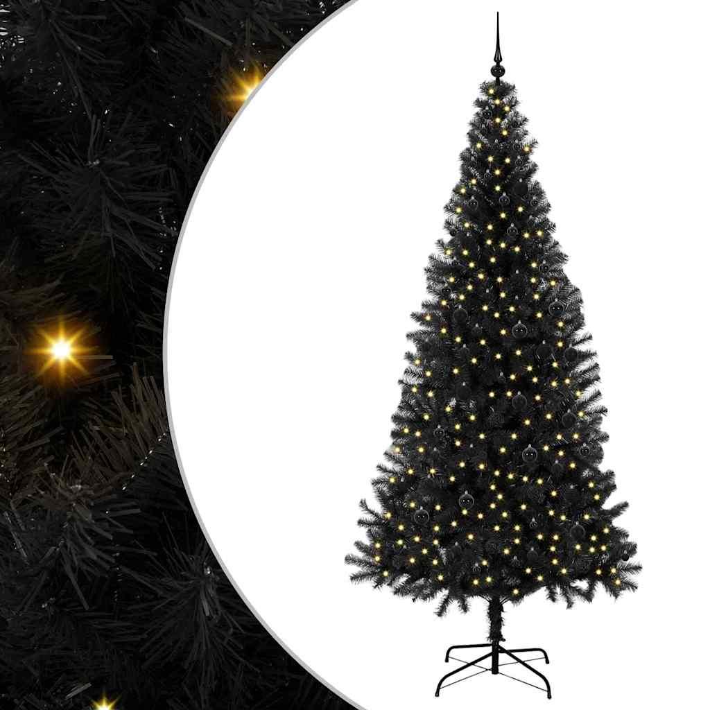 JuletrÃ¦ med 300 LED'er med stativ Sort 240 cm PVC