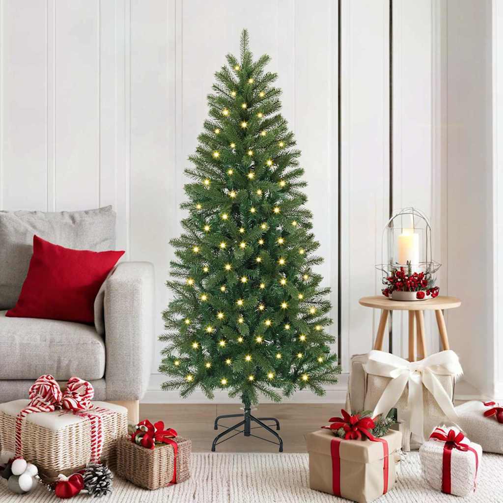 Kunstigt juletræ med 150 LED'er Grøn 150 cm PE og PVC