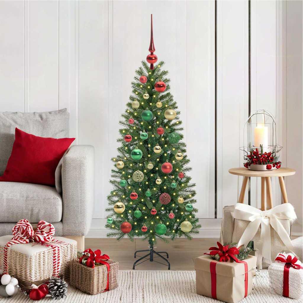 Kunstigt juletræ med 150 LED'er Grøn 120 cm PE og PVC