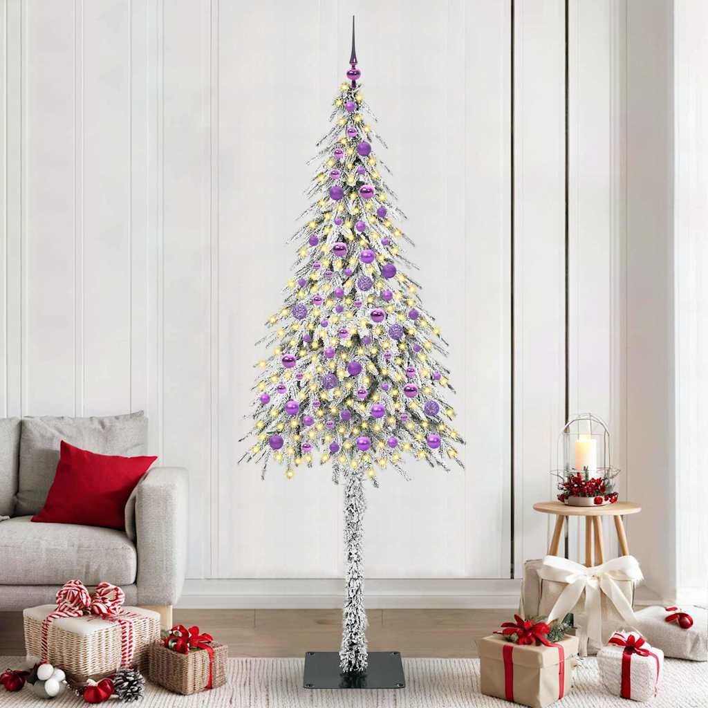 Juletræ med 300 LED'er med stativ Hvid 210 cm PE og Stål