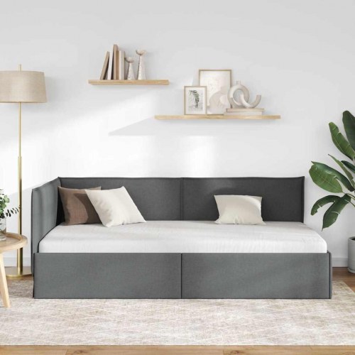 Hjørnesengramme i stof - mørkegrå 100 x 200 cm