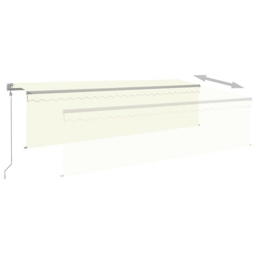 Automatisk markise med rullegardin, LED og vindsensor 5×3 m - cremefarvet