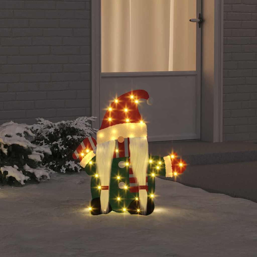 Belyst Gnom med 60 LED'er Varm hvid 71 x 64 cm Glitterstof