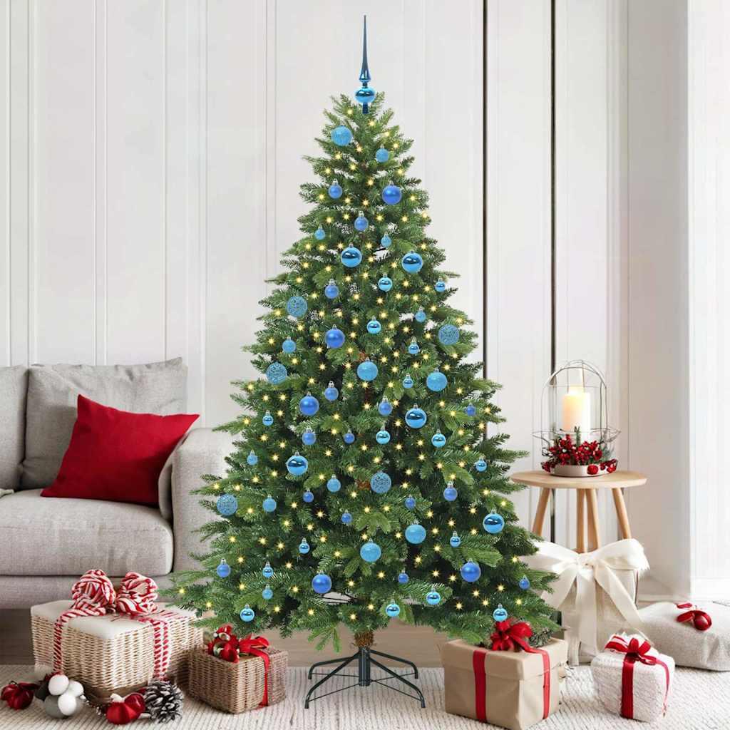 Kunstigt juletræ med 300 LED'er Grøn 180 cm PE og PVC