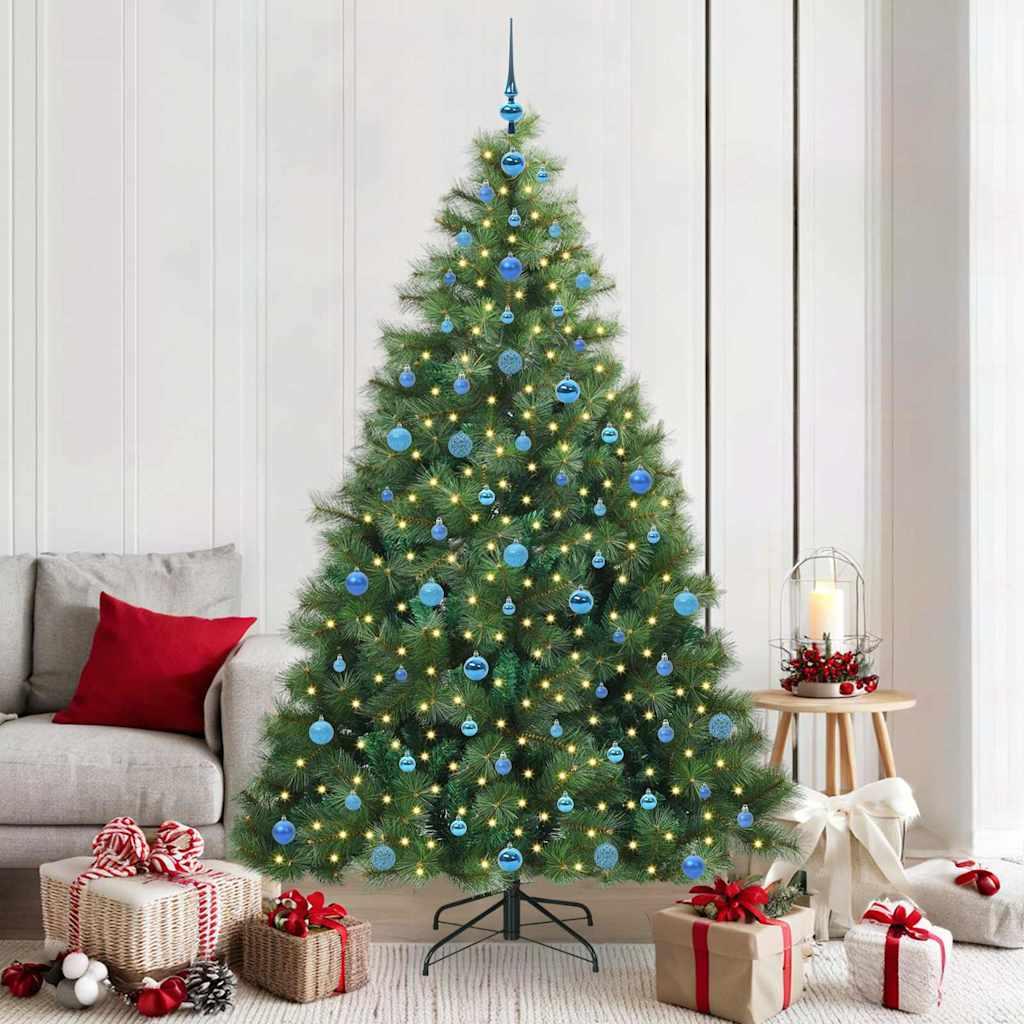 Kunstigt juletræ 210 cm med 300 LED - grøn, PE/PVC