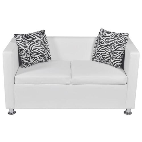 Sofasæt 3-pers. og 2-pers. sofa kunstlæder hvid